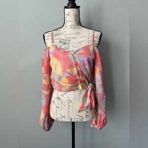 NWT off the shoulder, wrap, cropped top, size S